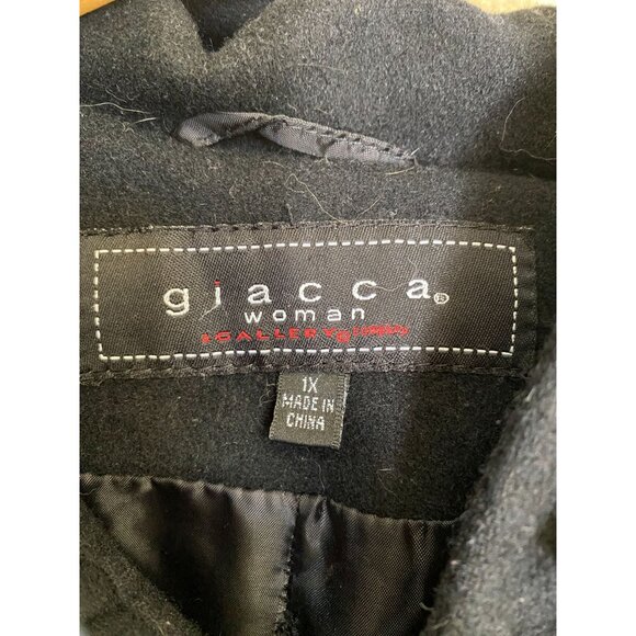 Giacca Women’s Hooded Black Wool Blend Zip-Up Coat 1X Warm Stylish Jacket - Picture 3 of 8